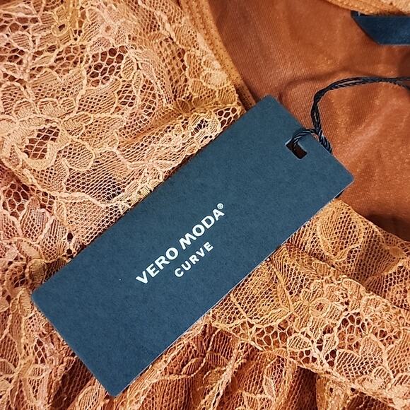 Vero Moda Orange Lace Midi Dress - Picture 9 of 13